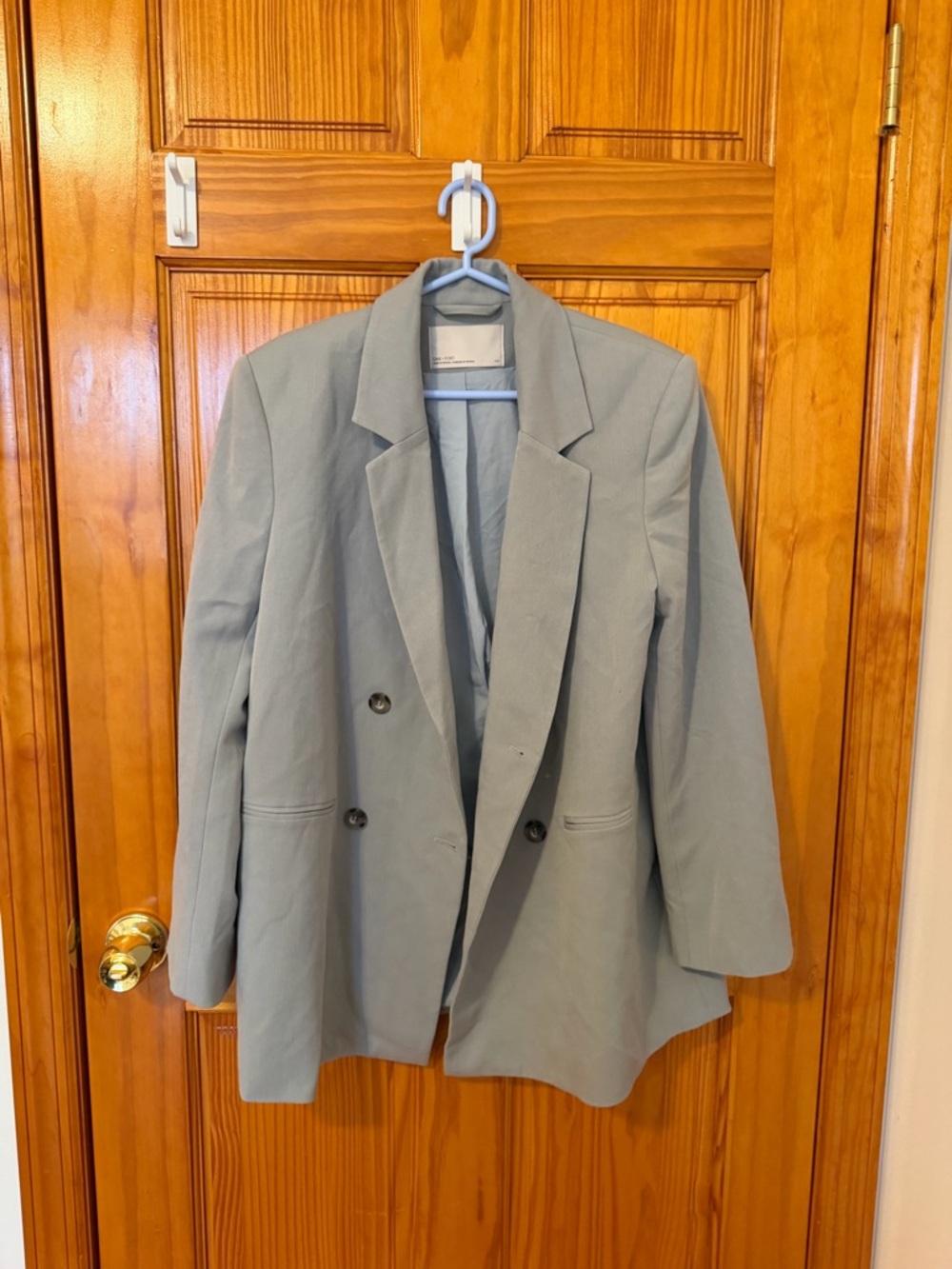 Women’s Light Blue Double-Breasted Blazer Jacket